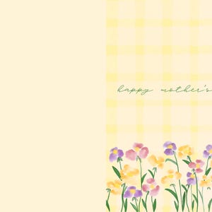 Tarjeta sencilla para el Día de la Madre con cuadros amarillos y flores