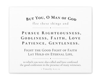 But you on Man of God Canvas, 1 Timothy 6:11,12, scripture minimalist, scripture canvas art, gift for son, gift for husband, Pastor gift