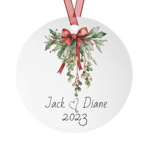 Custom Christmas ornament with mistletoe, Couples Christmas Ornament, custom name mistletoe, Mr. and Mrs. Christmas Ornament,first Christmas