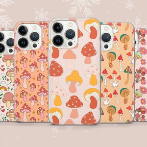 Retro Mushroom Phone Case Cottagecore Cover for iPhone 15 Pro, 14 13 12 11 Pro, XR, Samsung A13, S22, S21 FE, A40, A72, A52, Pixel 8 7 6a