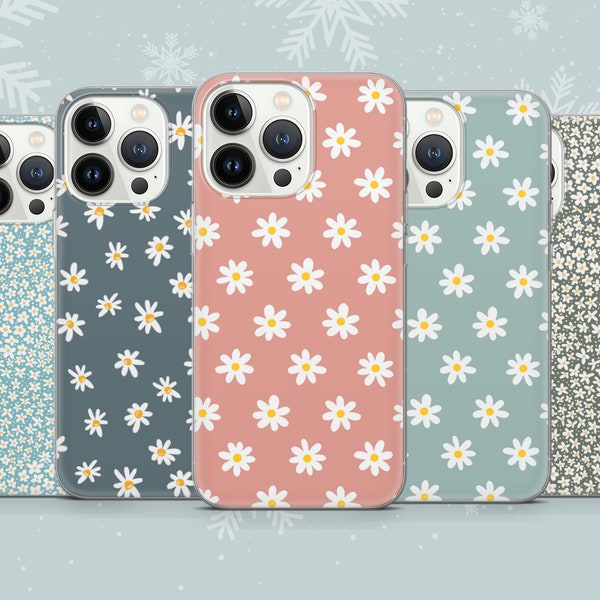 Süße Daisy Blumen Handyhülle Blumen Gänseblümchen für iPhone 15, 14, 13 12 11 Pro, XR, Samsung A13, S23, S21 FE, A40, A72, A52, Pixel 7, 6a