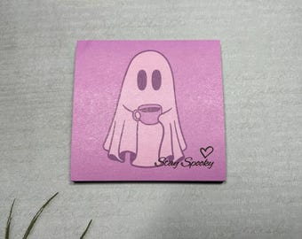 Coffee Ghost Sticky Notes,  Spooky Stationary, Gothic Notepad