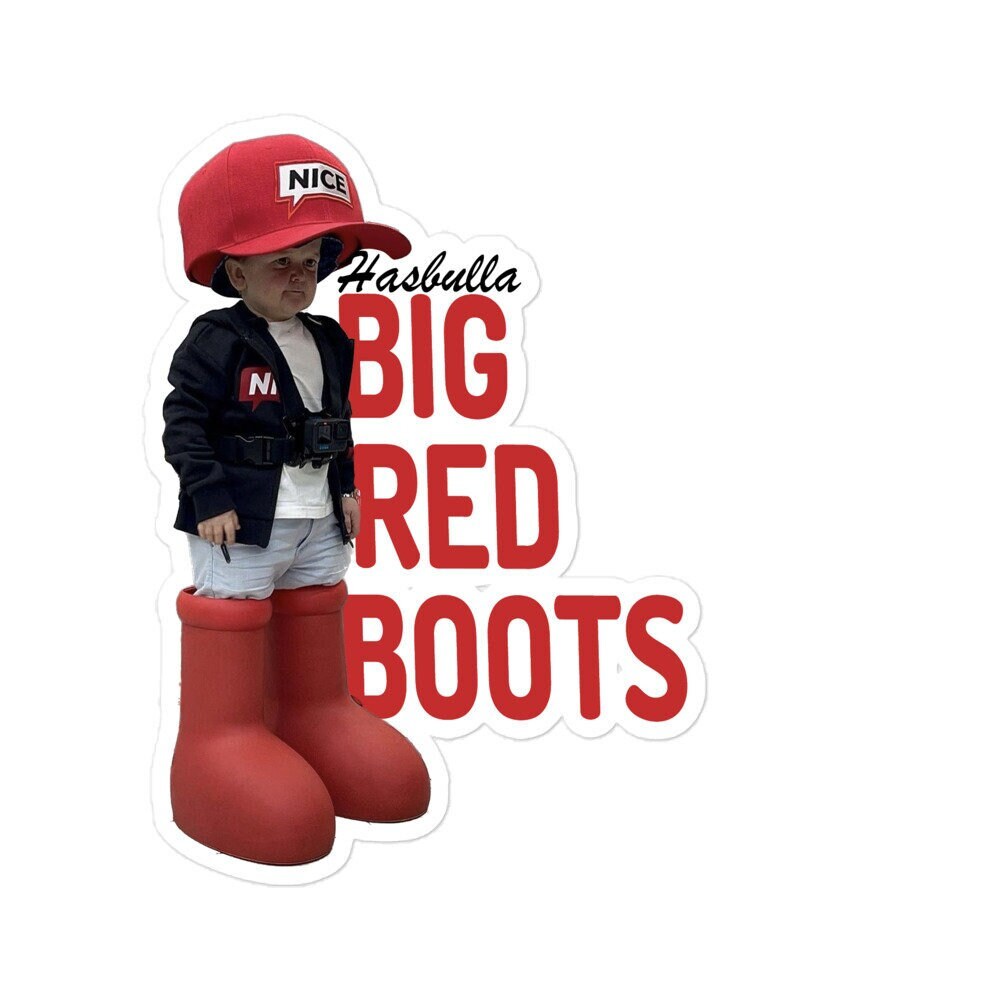 Hasbulla Big Red Boots Cartoon Graphic Sticker Trendy Internet Sensation Decal for Laptops