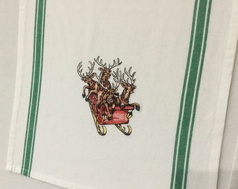 Strofinaccio ricamato con slitta come una renna