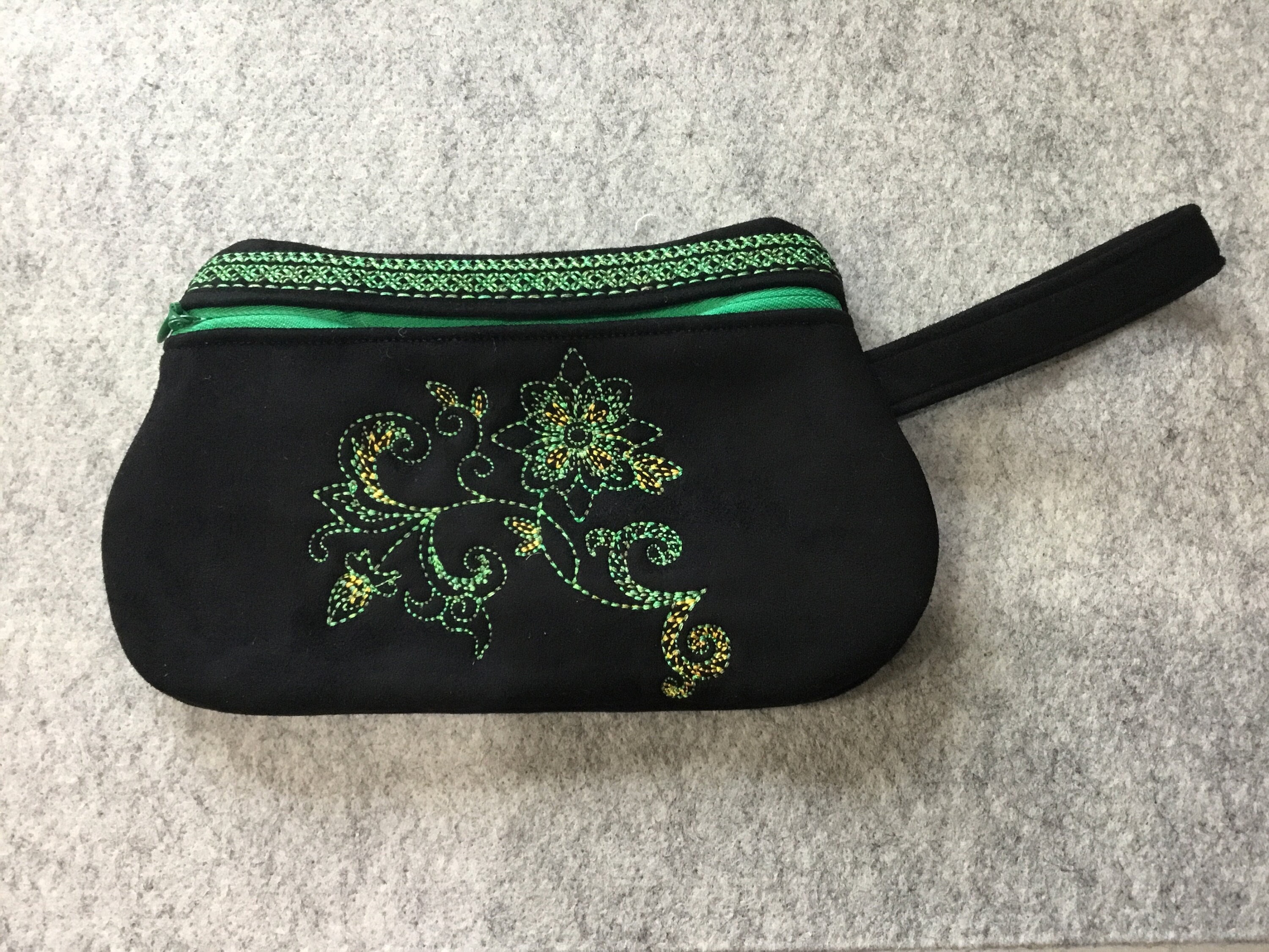 Embroidered Floral Zipper Pouch Lined Zipper Handbag - Etsy