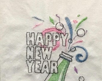 Asciugamano da cucina ricamato "Buon anno"