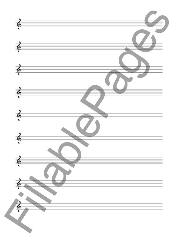 Blank Treble Clef Staff Paper US Letter & A4 PDF and PNG - Etsy