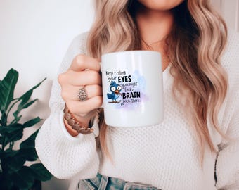 Sassy Bird Mug 15oz, Funny Quote Ceramic Cup, Sarcastic Coffee Mug, Novelty Tea Cup, Blue Purple Kitchen Decor