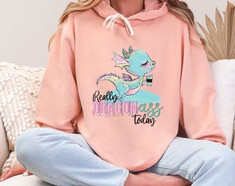 Funny Dragon Hoodie: Unisex Lightweight Sweatshirt, Dragon Lover Gift