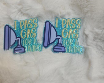 Funny Anesthesiologist Badge Reel: I Pass gas humor, Glitter ID Holder.