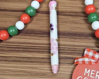 Handmade Pink Honey Bee Pen: Refillable Ink Joy Pen