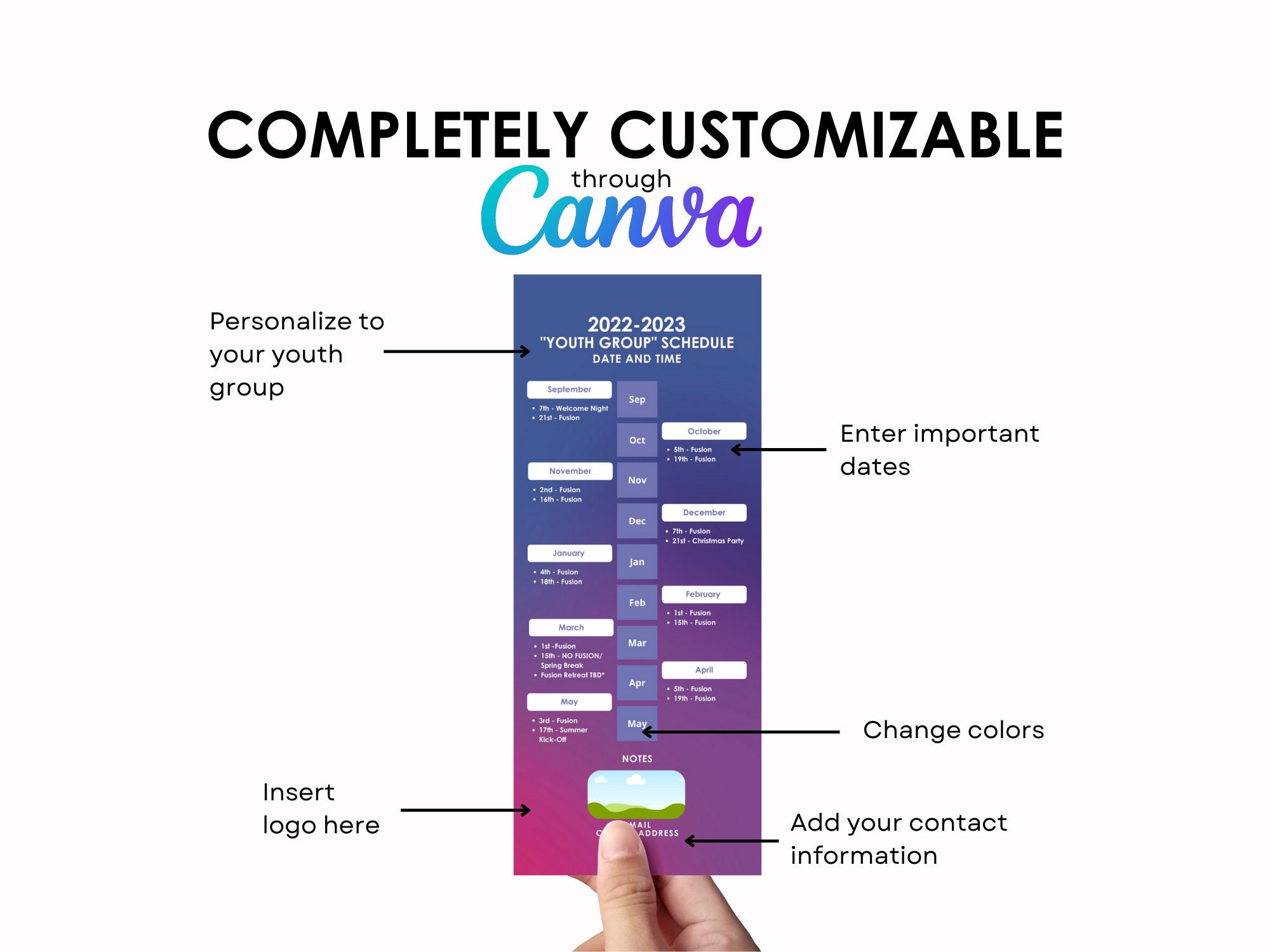 Youth Ministry Yearly Calendar Schedule Brochure Canva Template Youth Group  Graphic Customizable Digital Print Downloadable - Etsy