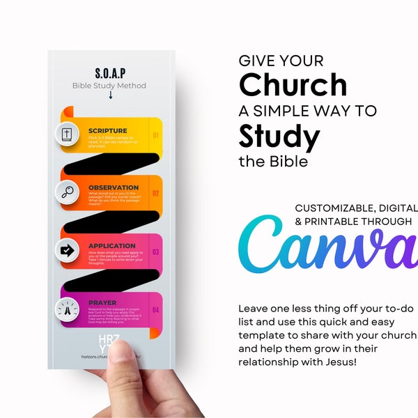 SOAP Bible Study Method | Canva | Template | Bookmark | Youth Ministry | Student | Bible Study | Church | Printable | Download