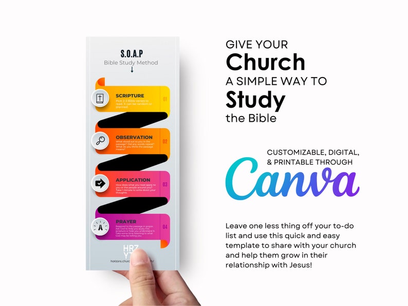 SOAP Bible Study Method Canva Template Bookmark Youth Ministry Student