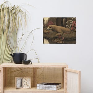Whimsical Sloth Print – Fantasy Nature Animal Art for Sloth Lovers