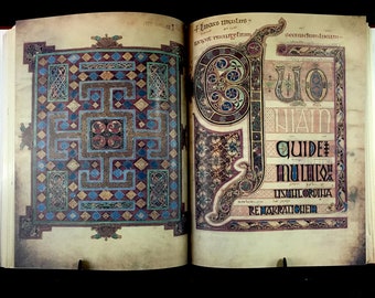 Reproducción de los Evangelios de Lindisfarne / Manuscrito iluminado, Arte insular