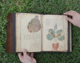 Manuscrito Voynich LIBRO COMPLETO, HECHO A MANO Cuero