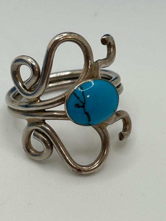Southwest style statement ring!  Turquoise and si… - image 2