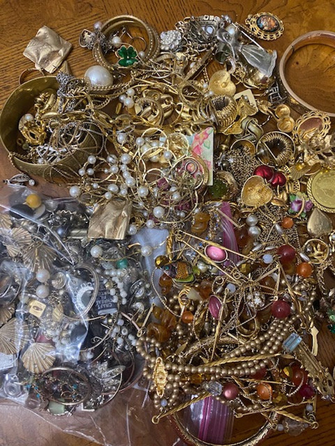 Mixed Jewelry Lot for Crafting not Wearable mixture of Gold Tone