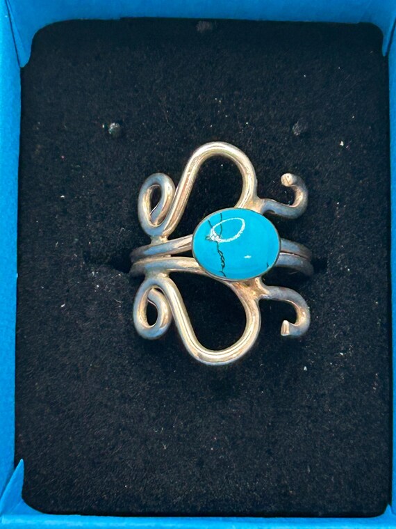 Southwest style statement ring!  Turquoise and si… - image 3