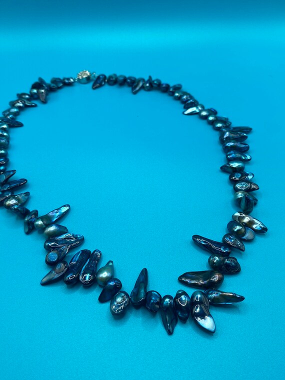 Unique cultured pearl and bead necklace!  Dark tur