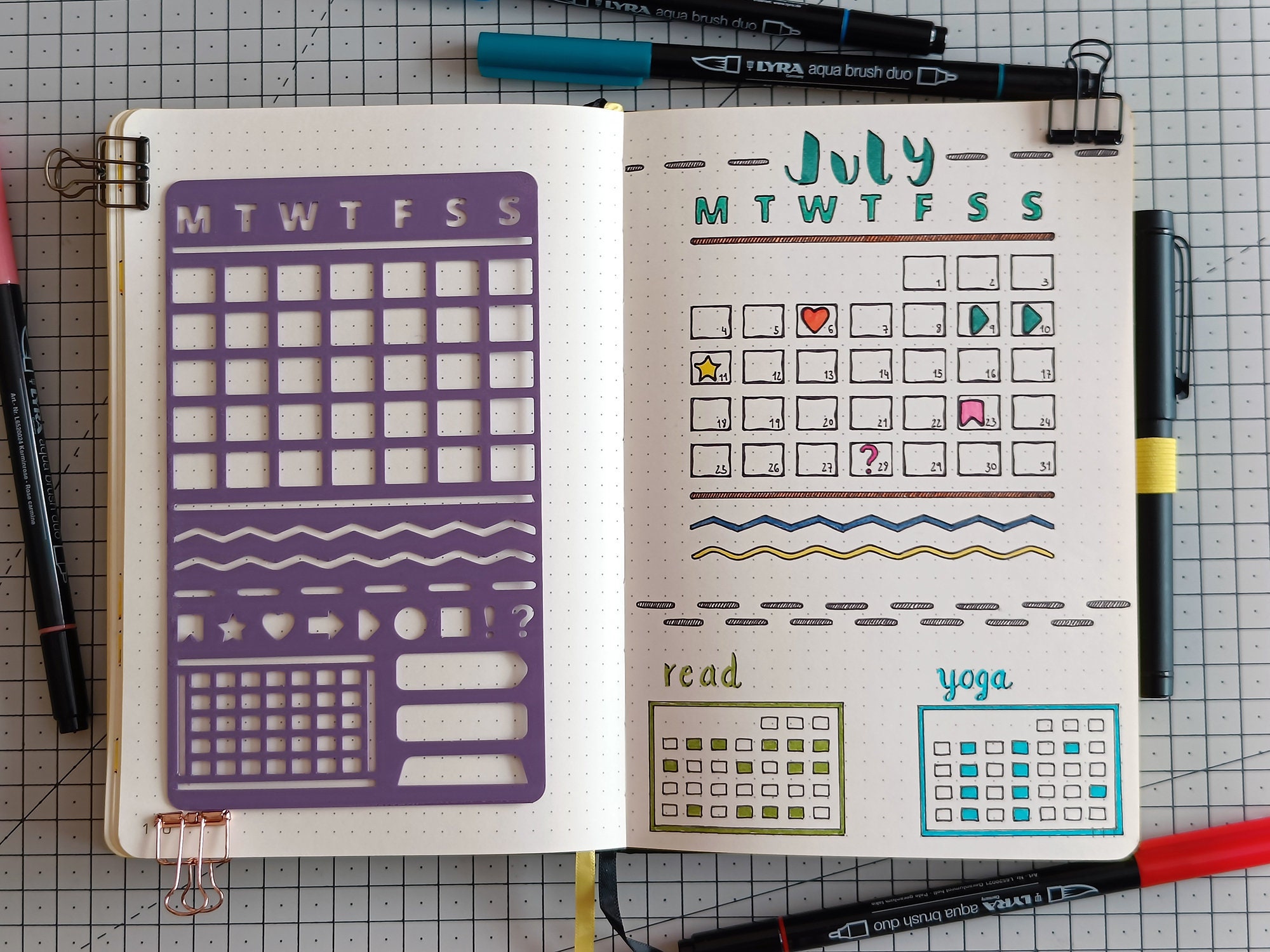 Bullet Journal Stencil for Journal and Planner, Monthly Layout Stencil ...
