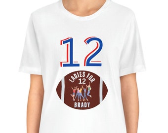 Maglietta da donna per Brady. Regalo dei tifosi di calcio Brady. T-shirt a maniche corte in jersey unisex. Camicia Brady divertente. Regalo dei fan numero 12.