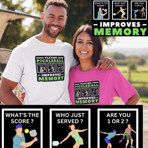 TShirts for Pickleball Players, Pickleball Gift, Cute Pickleball Lover Shirt, Pickleball Improves Memory, Unisex Jersey Short Sleeve Tee