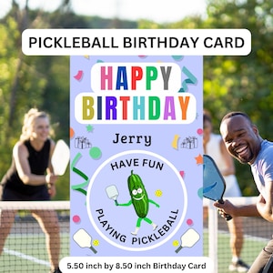 Pickleball Birthday Card Pickleball Gifts for Pickleball Gifts for Her Pickleball Cards Funny Pickleball Playing Pickleball Personalized