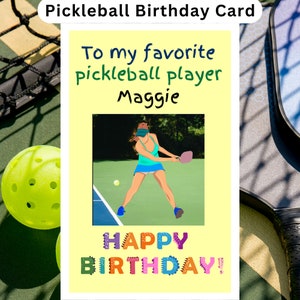 Pickleball Personalized Birthday Card Pickleball Gifts for Pickleball Gifts for Her Pickleball Cards Funny Pickleball Playing Pickleball