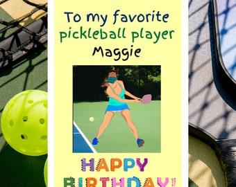 Pickleball Personalized Birthday Card Pickleball Gifts for Pickleball Gifts for Her Pickleball Cards Funny Pickleball Playing Pickleball