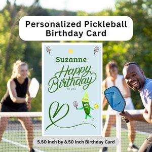 Pickleball Personalized Birthday Card Pickleball Gifts for Pickleball Gifts for Her Pickleball Cards Funny Pickleball Playing Pickleball
