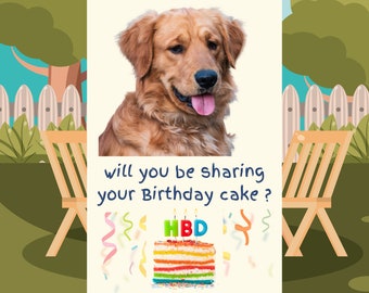 Carte d'anniversaire drôle de chien, carte d'anniversaire de chien, carte de joyeux anniversaire, carte d'anniversaire de Golden Retriever, cadeau mignon de propriétaire de chien, cadeau d'amant d'animal familier