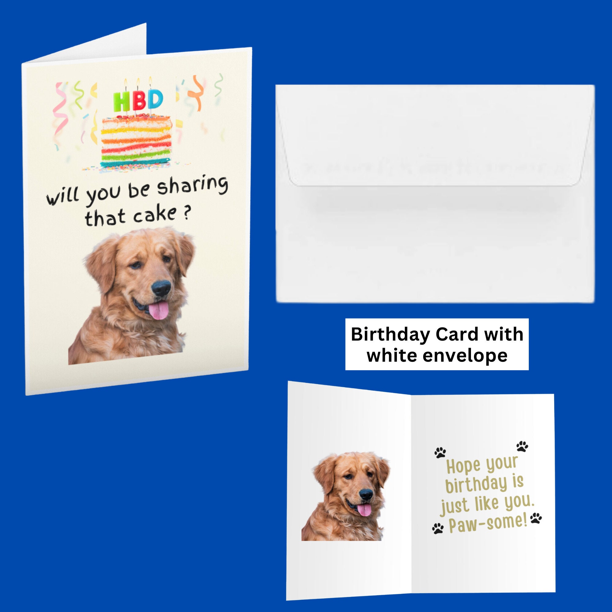Funny Dog Birthday Card, Birthday Card From Dog, Happy Birthday Card ...