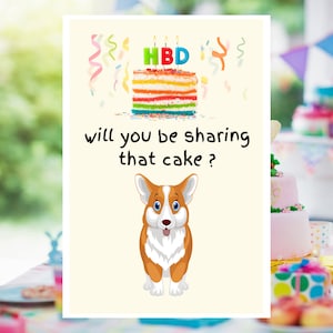 Carte d'anniversaire drôle de chien, carte d'anniversaire de chien, carte de joyeux anniversaire, carte d'anniversaire de Corgi, cadeau mignon de propriétaire de chien, cadeau d'amant d'animal familier