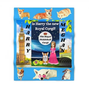 Prince Harry Corgi Throw Blanket| | Harry and Meghan Blanket| 50 inch by 60 inch (127 cm by 152 Cm)| Funny Harry and Meghan Blanket