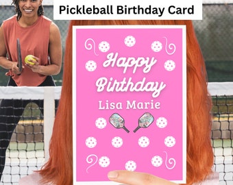 Pickleball Birthday Card Personalized Pickleball Gifts for Pickleball Gifts for Her Pickleball Cards Funny Pickleball Playing Pickleball