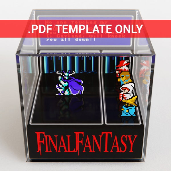 Diorama Cube PDF Sjabloon - Final Fantasy [Garland Boss Battle] - NES