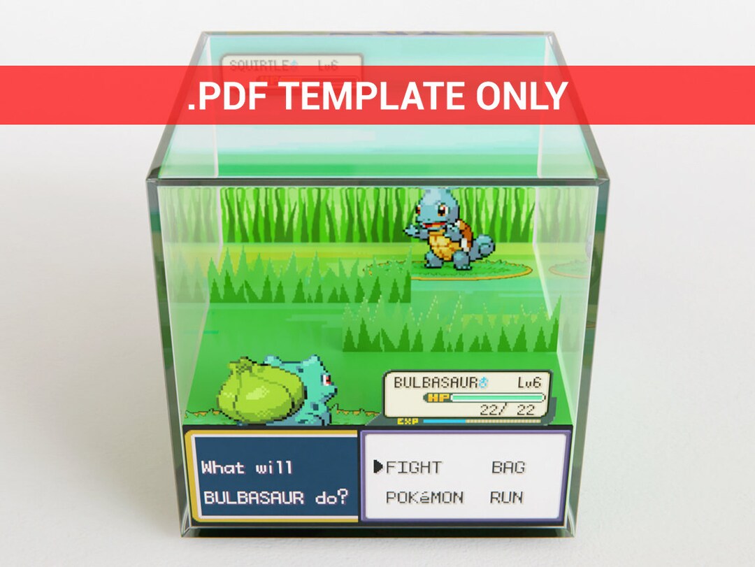 Diorama Cube PDF Template Pokémon Leafgreen bulbasaur Verse Squirtle ...