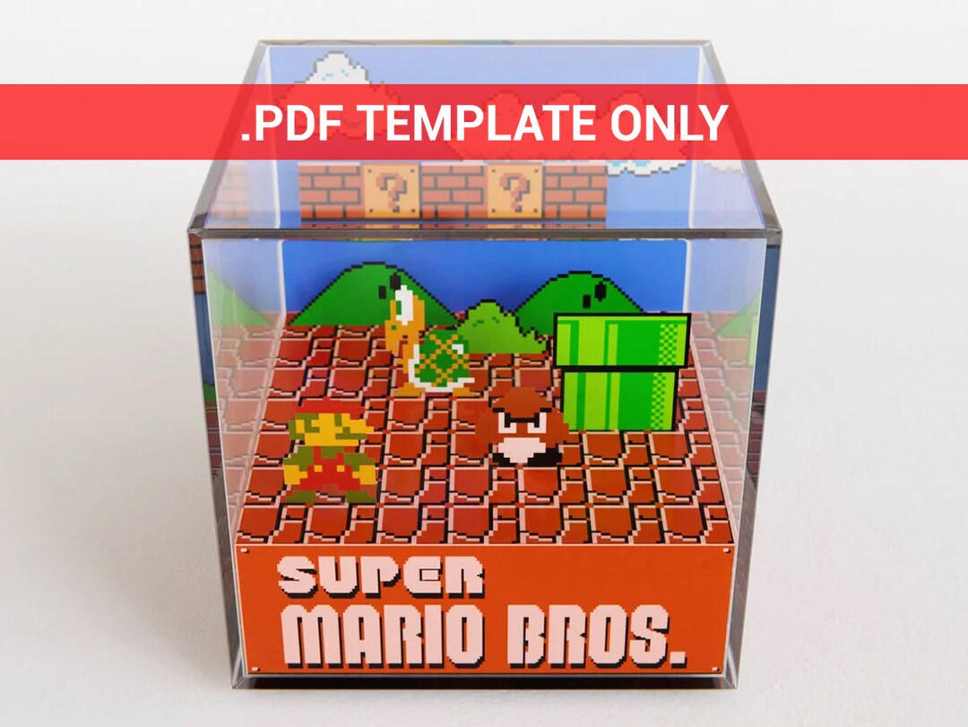 Diorama Cube PDF Template Super Mario Bros world 1-1 NES - Etsy