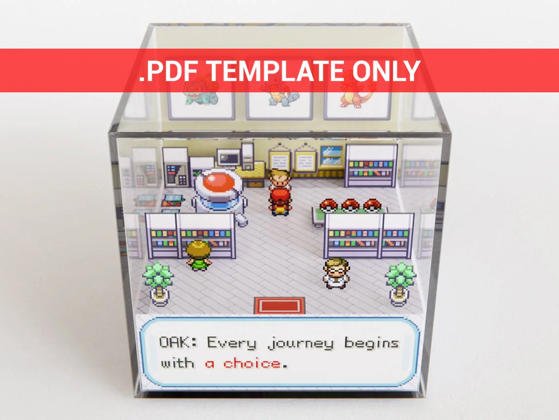 Diorama Cube PDF Template Pokémon Heartgold (Instant Download) 