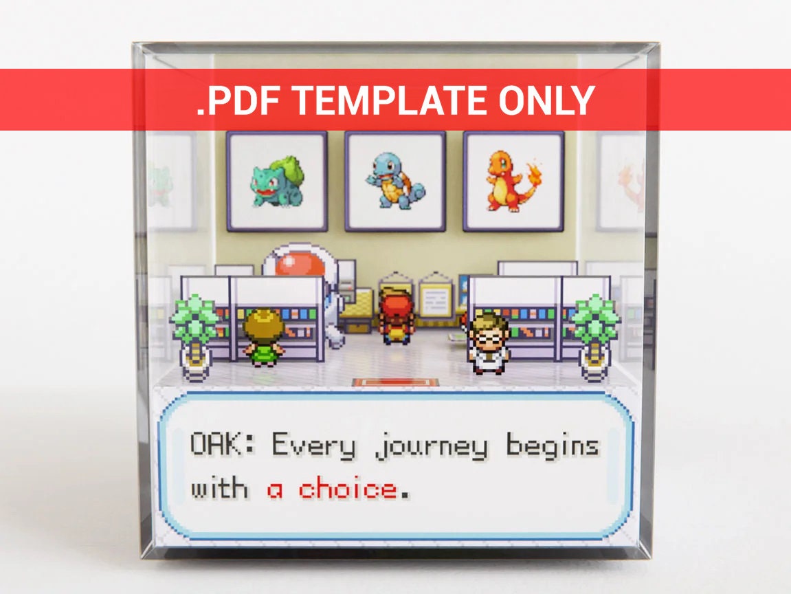 Diorama Cube PDF Template Pokémon Leafgreen professor Oak's Lab Game ...