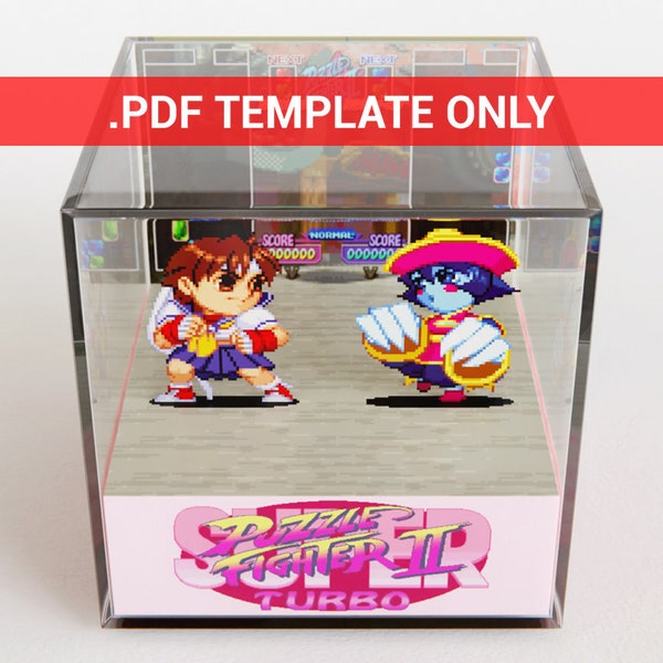 Diorama Cube PDF Template - Super Puzzle Fighter II Turbo [Sakura Verse Hsien-Ko] - Arcade