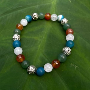 Four Elements Bracelet | Aventurine, Carnelian, Quartz, Agate, & Lava Rock Crystal Gemstone Jewelry