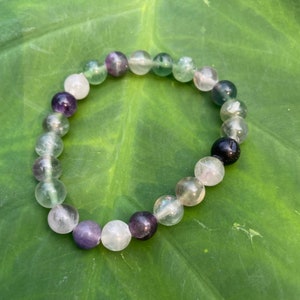 Fluorite Bracelet | Green and Purple Crystal Gemstone Jewelry