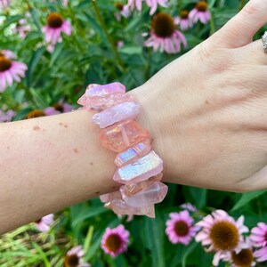 Fairy Garden Crystal Shards Bracelet | Dreamy Pink Quartz Spike Gemstone Jewelry