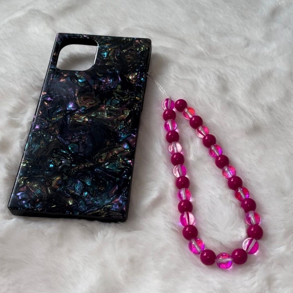 Think Pink Phone Charm | Hot Pink Beaded Phone Charm