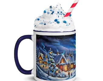 Christmas Mug Coffee Mug Christmas Winter Wonderland Mug with Color Inside Winter Wonderland Christmas Village