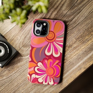 Retro Flower iPhone Tough Case,Hippie Groovy iPhone,iPhone 13 14 Pro Max,Cute Floral iPhone Case,iPhone 11 12 Case,iPhone 7 8,iPhone X XR SE