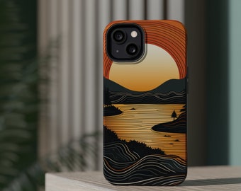 Outdoors Wilderness Mountains for iPhone 15 14 13 12 11, Sunrise Sunset, Aesthetic iPhone Case, Colorful Trees, Cute iPhone 13 14 15 Pro,